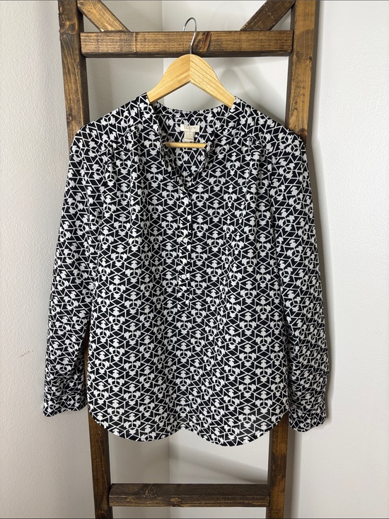 J. Crew Tops - J. Crew Black and White Geometric Button-Down Shirt Size S